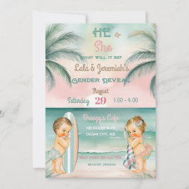 Tropical Beach Baby Geslacht Onthullen Blush Sage Kaart