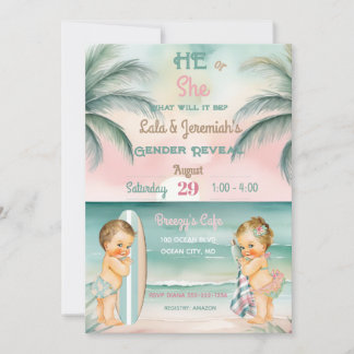 Tropical Beach Baby Geslacht Onthullen Blush Sage Kaart