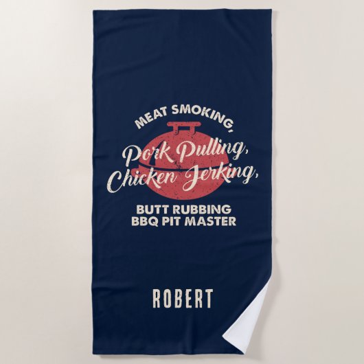 Tropical Beach BBQ Pit Master Dad Custom Strandlaken (Voorkant)