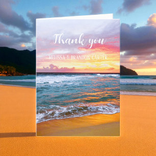 Tropical Beach Bestemming Bruiloft Dank u Bedankkaart