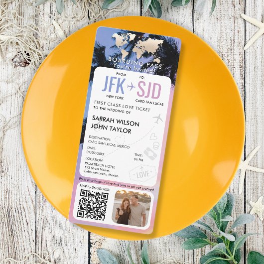 Tropical Beach Boarding Pass-ticketbestemming Kaart