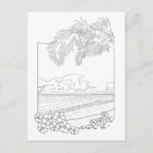 Tropical Beach Briefkaart voor volwassen kleuren