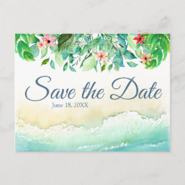 Tropical Beach Bruiloft Aquarel Save the Date Briefkaart