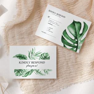 Tropical Beach Bruiloft RSVP Behuizing Invoegen Kaartje