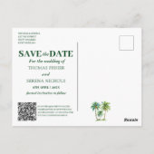 Tropical Beach Bruiloft Save The Date Briefkaart (Achterkant)