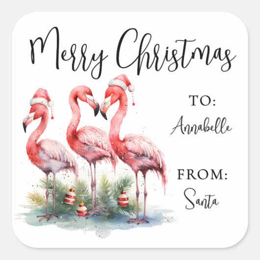 Tropical Beach Christmas Gift Tag Sticker (Devant)