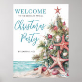 Tropical Beach Christmas Party Welcome Poster (Voorkant)