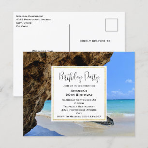 Tropical Beach Coast met Big Rock Verjaardag Uitno Briefkaart