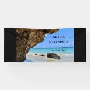 Tropical Beach Coast met een Big Rock Business Spandoek