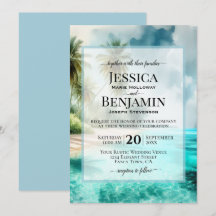 Tropical Beach Coastal Watercolor Stylish Wedding