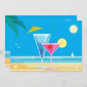 Tropical Beach Couple's Douche Uitnodiging (Voorkant / Achterkant)