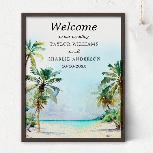 Tropical Beach Destination Affiche de bienvenue de