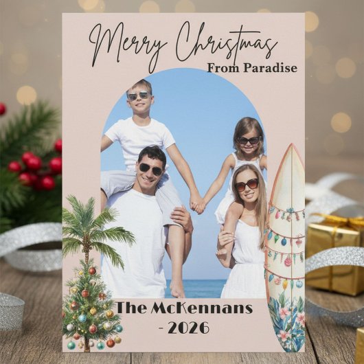 Tropical Beach Destination Christmas Kaart