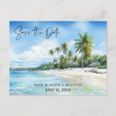 Tropical Beach Destination Wedding Save the Date Aankondigingskaart (Voorkant)