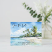 Tropical Beach Destination Wedding Save the Date Aankondigingskaart (Staand voorkant)