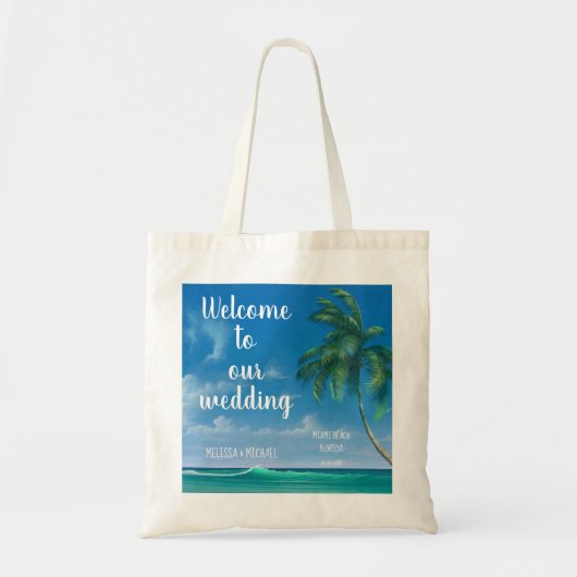 Tropical Beach Destination Wedding Welcome Tote Bag (Voorkant)