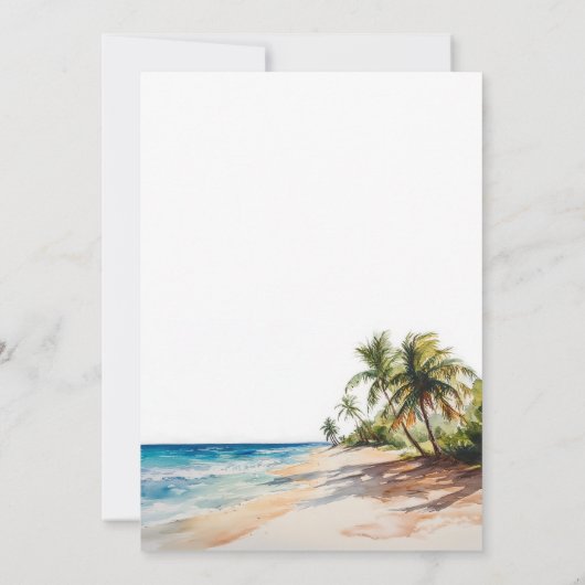 Tropical Beach Elopement bruiloft receptie Kaart (Achterkant)