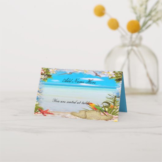 Tropical Beach Floral bruiloft gevouwen tafel (Voorkant)