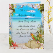 Tropical Beach Floral huwelijksprogramma Kaart (Gele Bloem)