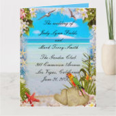 Tropical Beach Floral huwelijksprogramma Kaart (Voorkant)