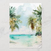 Tropical Beach Floral Palm | Menu de mariage (Dos)