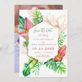 Tropical Beach Flowers Save the Date (Voorkant / Achterkant)