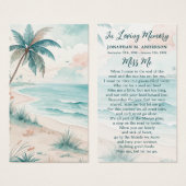 Tropical Beach Funeral Modern Memorial Prayer Kaar Visitekaartje (Voorkant /achterkant)
