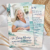 Tropical Beach Funeral Photo Memorial Prayer Card