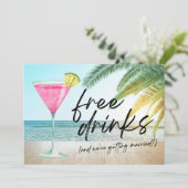 Tropical Beach Funny Wedding Save the Date (Debout devant)