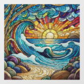 Tropical Beach Glas in lood kunst Raamsticker (Vel)