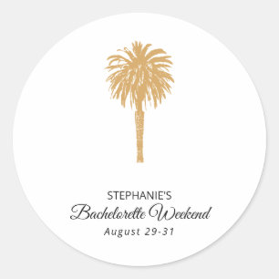 Tropical Beach Gold Palm Bestemming Bachelorette Ronde Sticker