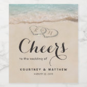 Tropical  Beach Heart Proost op de bruiloft Wijn Etiket (Enkel label)