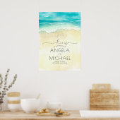 Tropical Beach Hearts Affiche de bienvenue Mariage (Cuisine)