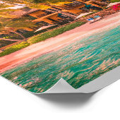 Tropical Beach Hotel avec Cocotiers Poster (Coin)