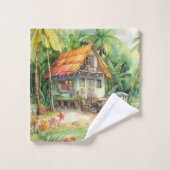 Tropical Beach House Bungalow Bad Handdoek (Wasdoekje)