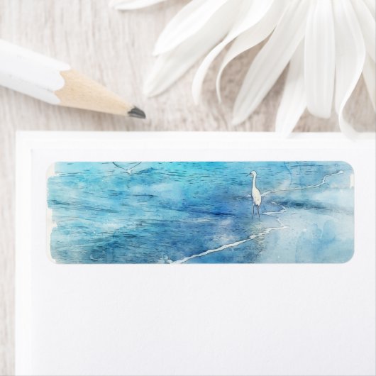 Tropical Beach in Teal Aqua Turquoise Blue Etiket (Insitu)