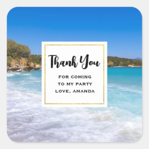 Tropical Beach Island Paradise Party Dank u Vierkante Sticker