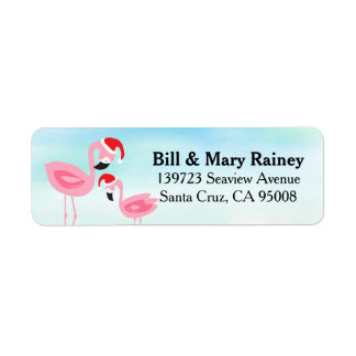 Tropical Beach Kerst Flamingo's Vogels Etiket