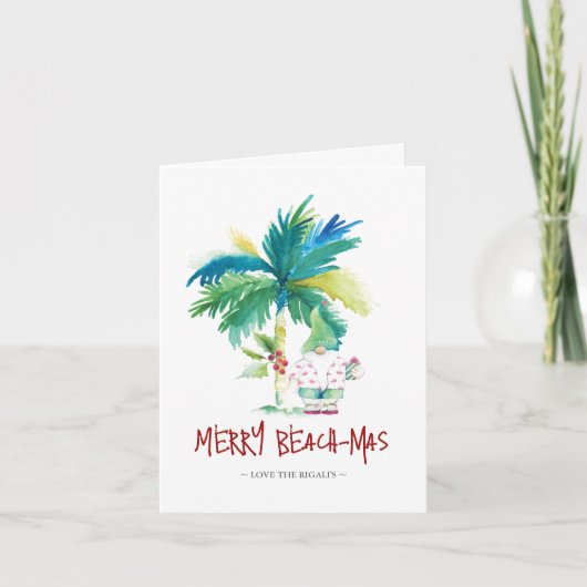 Tropical Beach Kerst Kaart (Voorkant)
