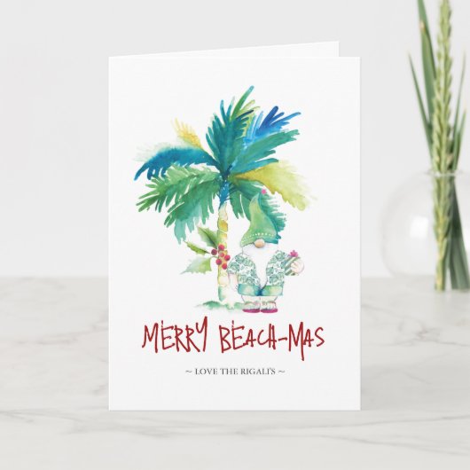 Tropical Beach Kerst Kaart (Voorkant)