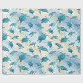 Tropical Beach Kerst Zee Schildpad Glitter Cadeaupapier (Vlak)