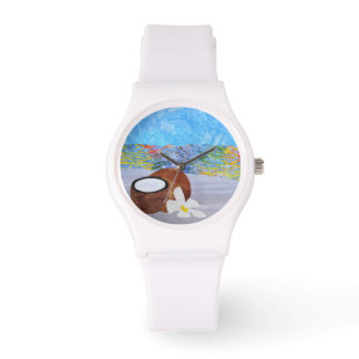 Tropical Beach Kokosnoot Plumeria Bloemenhorloge Horloge