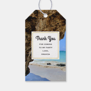 Tropical Beach met een Big Rock Party Bedankt Cadeaulabel