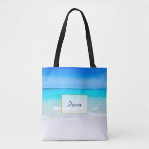 Tropical Beach met een Turquoise Zee Gepersonalise Draagtas