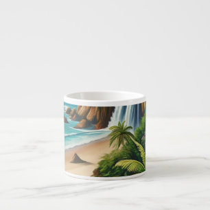 Tropical Beach Ocean Palmbomen espresso cup Kop