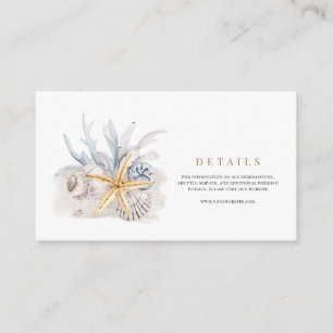 Tropical Beach Ocean Shell bruiloft details Informatiekaartje