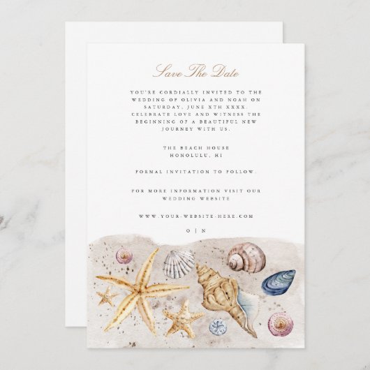 Tropical Beach Ocean Shell Enregistrer La Carte Da (Devant / Derrière)