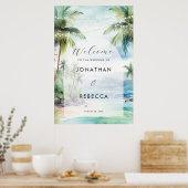 Tropical Beach Ocean Wedding Welkomstbord poster (Keuken)