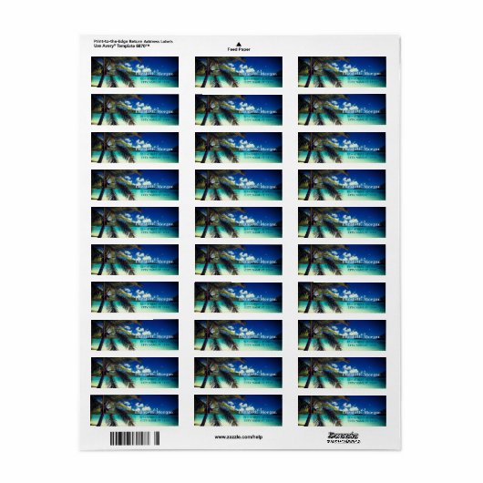 Tropical Beach Palm Étiquette (Feuille entière)