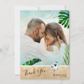 Tropical Beach Palm Foto Bestemming Bruiloft Bedankkaart (Voorkant)